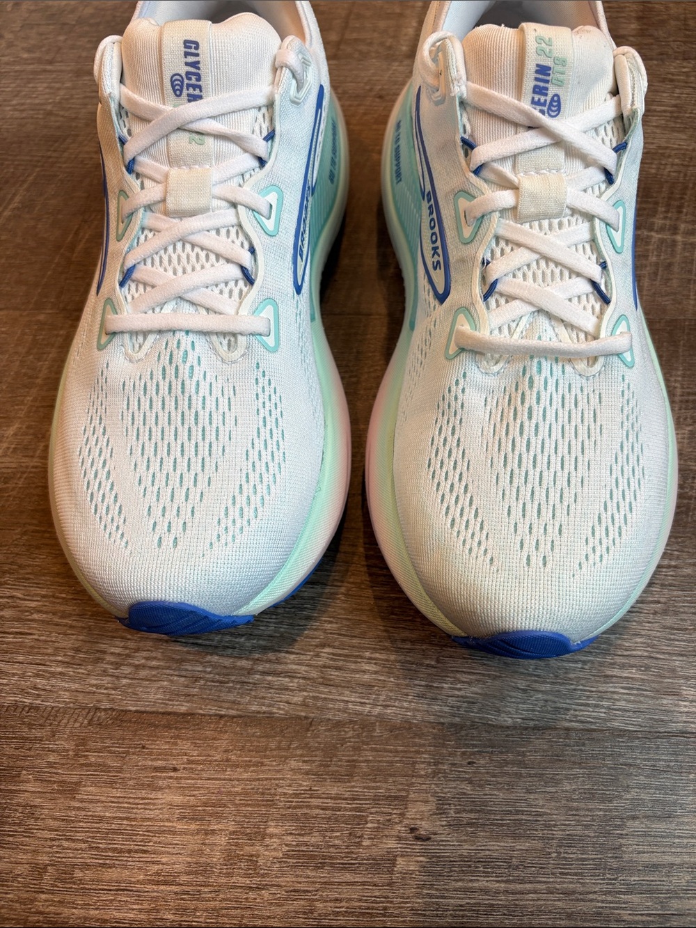 Brooks Women's Glycerin GTS 22 Women’s 10.5 White/Limpet Shell/Amparo Blue - Picture 3 of 10